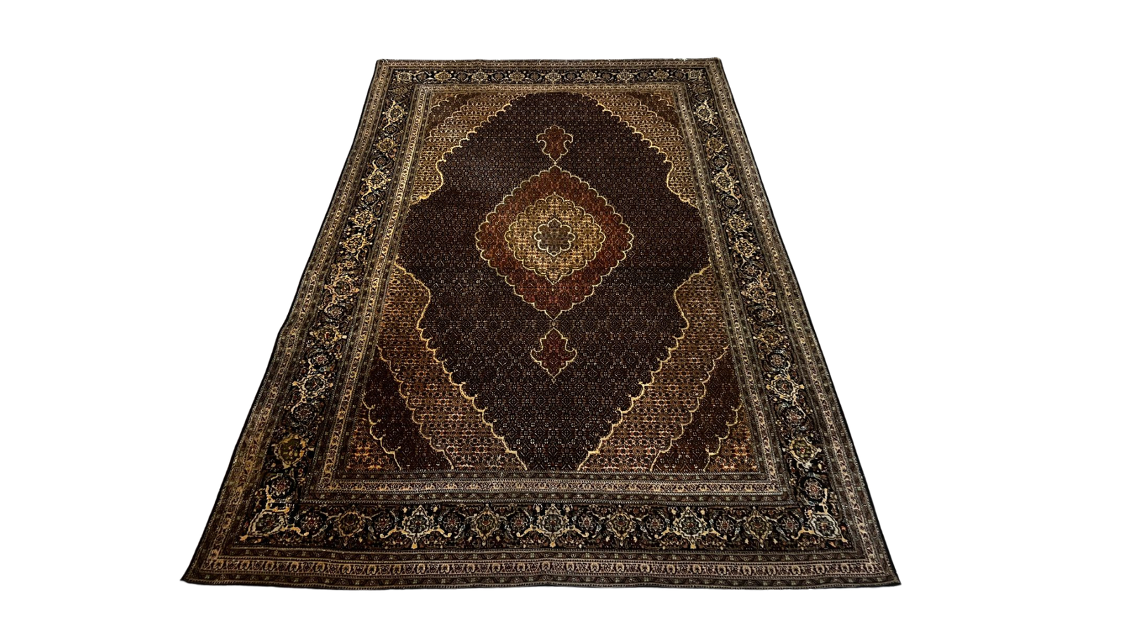 Exquisite Hand-Knotted Tabriz Mahi Area Rug | Wool & Silk Accent, Traditional Persian Design.
