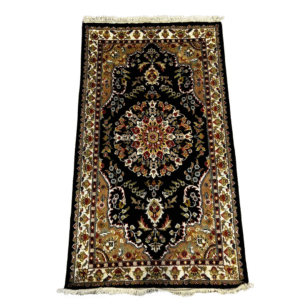 Luxurious Black & Gold with silk touch Persian-Style design Hand-Knotted Carpet.